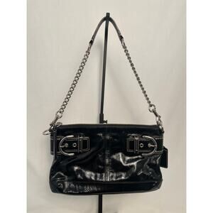 Vintage Coach Black Patent Leather Chain Strap Shoulder Bag Y2K Classic